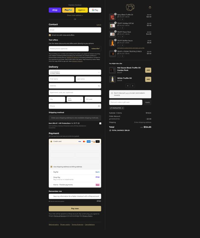 Truff checkout page showing Truff discount code box | Screenshot taken by SimplyCodes community member on Sep 6, 2025