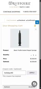 holidays40 coupon verification screenshot
