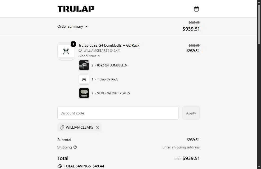 Trulap checkout page showing Trulap coupon code box | Screenshot taken by SimplyCodes community member on Feb 11, 2026