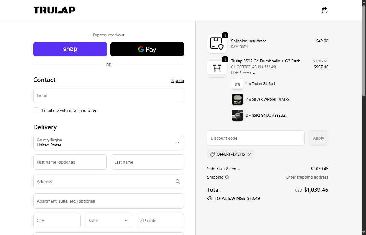 Trulap checkout page showing Trulap coupon code box | Screenshot taken by SimplyCodes community member on Feb 12, 2026
