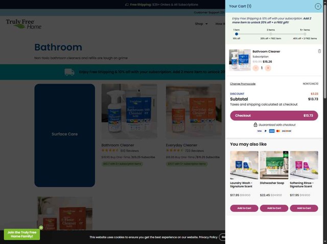 Truly Free checkout page showing Truly Free promo code box | Screenshot taken by SimplyCodes community member on Aug 19, 2025