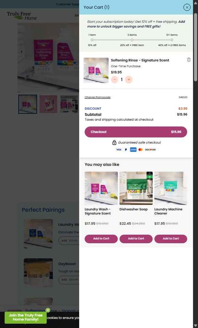 Truly Free checkout page showing Truly Free promo code box | Screenshot taken by SimplyCodes community member on Sep 5, 2025