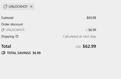 Truscend Fishing promo code screenshot showing code UNLOCKHOT applied at Truscend Fishing checkout page. Uploaded by SimplyCodes community member PrimeRanger8265 on Jan 5, 2026