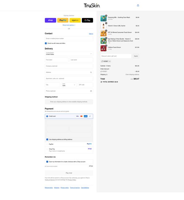 TruSkin checkout page showing TruSkin promo code box | Screenshot taken by SimplyCodes community member on Sep 14, 2025
