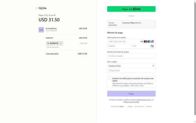 Try it on AI checkout page showing Try it on AI promo code box | Screenshot taken by SimplyCodes community member on Aug 25, 2025