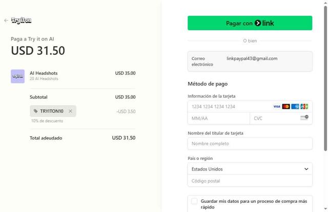 Try it on AI checkout page showing Try it on AI promo code box | Screenshot taken by SimplyCodes community member on Aug 6, 2025