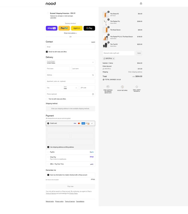 Nood checkout page showing Nood discount code box | Screenshot taken by SimplyCodes community member on Aug 26, 2025