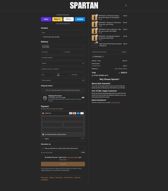 SPARTAN checkout page showing SPARTAN discount code box | Screenshot taken by SimplyCodes community member on Sep 12, 2025