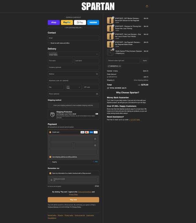SPARTAN checkout page showing SPARTAN discount code box | Screenshot taken by SimplyCodes community member on Sep 12, 2025