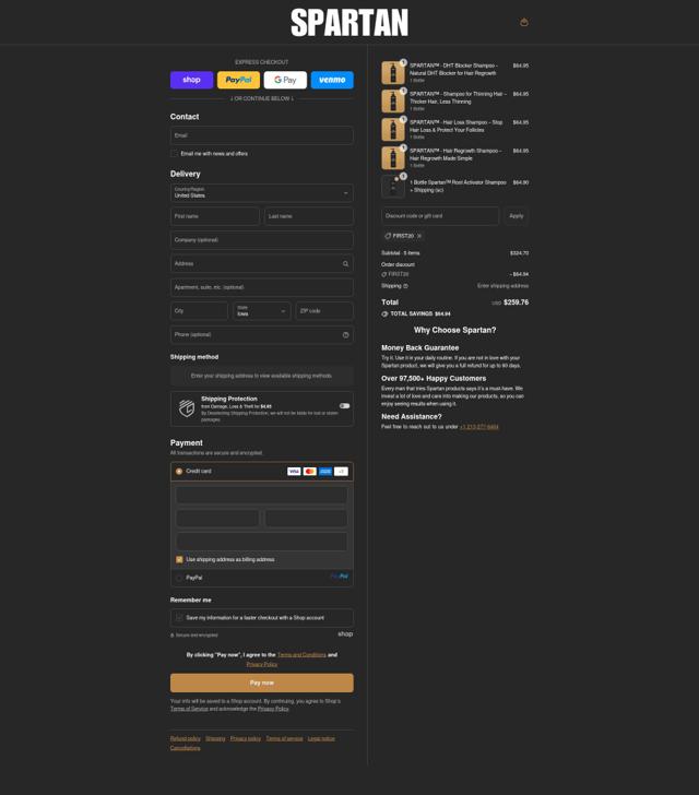 SPARTAN checkout page showing SPARTAN discount code box | Screenshot taken by SimplyCodes community member on Sep 12, 2025