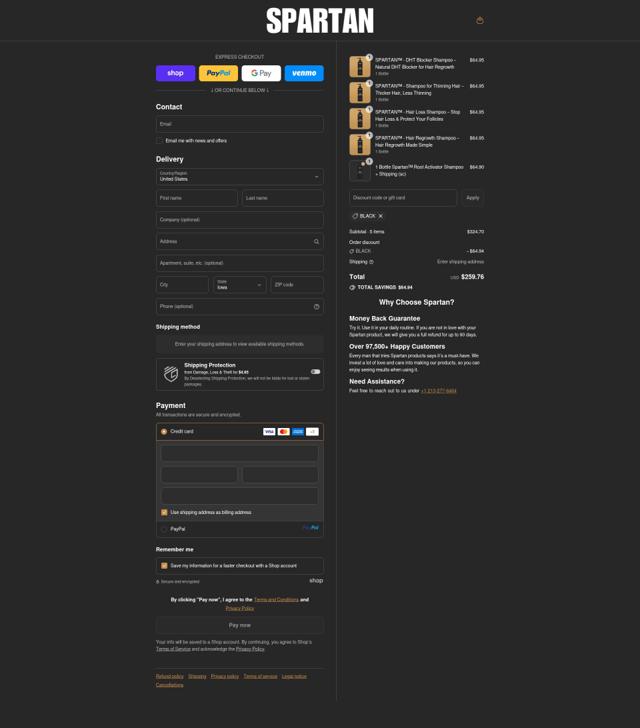 SPARTAN checkout page showing SPARTAN discount code box | Screenshot taken by SimplyCodes community member on Sep 12, 2025