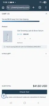 GLITZANDGLAMOUR13 coupon verification screenshot