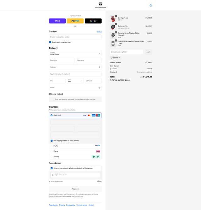 Tsar Bomba checkout page showing Tsar Bomba discount code box | Screenshot taken by SimplyCodes community member on Sep 12, 2025