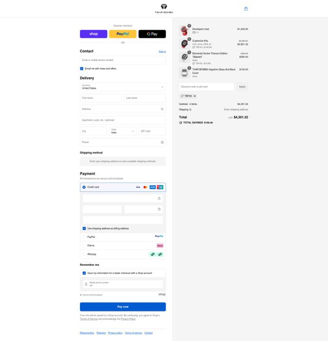 Tsar Bomba checkout page showing Tsar Bomba discount code box | Screenshot taken by SimplyCodes community member on Sep 12, 2025