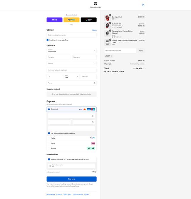 Tsar Bomba checkout page showing Tsar Bomba discount code box | Screenshot taken by SimplyCodes community member on Sep 12, 2025