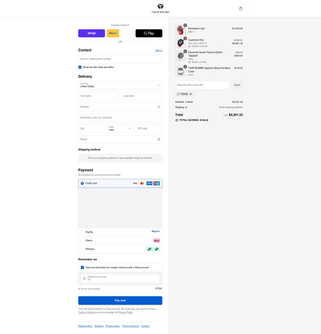 Tsar Bomba checkout page showing Tsar Bomba discount code box | Screenshot taken by SimplyCodes community member on Sep 12, 2025