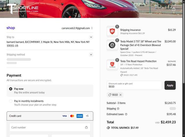 T Sportline checkout page showing T Sportline coupon code box | Screenshot taken by SimplyCodes community member on Sep 15, 2025