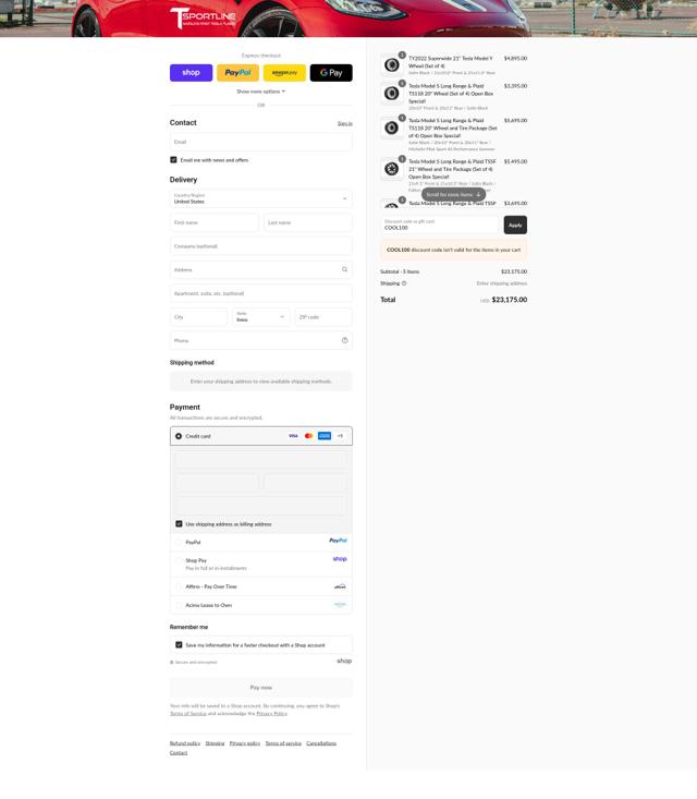 T Sportline checkout page showing T Sportline coupon code box | Screenshot taken by SimplyCodes community member on Sep 12, 2025