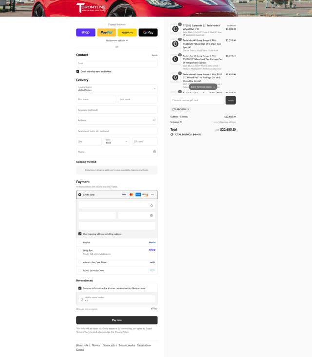 T Sportline checkout page showing T Sportline coupon code box | Screenshot taken by SimplyCodes community member on Sep 8, 2025