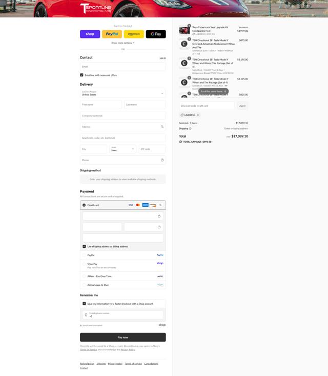 T Sportline checkout page showing T Sportline coupon code box | Screenshot taken by SimplyCodes community member on Sep 4, 2025