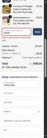 draft20 coupon verification screenshot