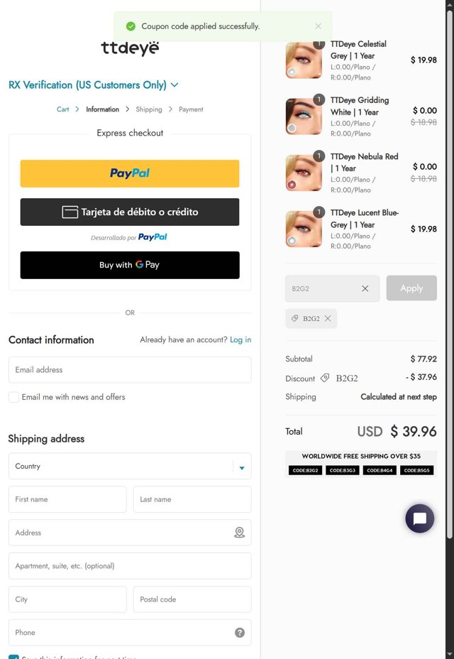 TTDeye checkout page showing TTDeye promo code box | Screenshot taken by SimplyCodes community member on Sep 8, 2025