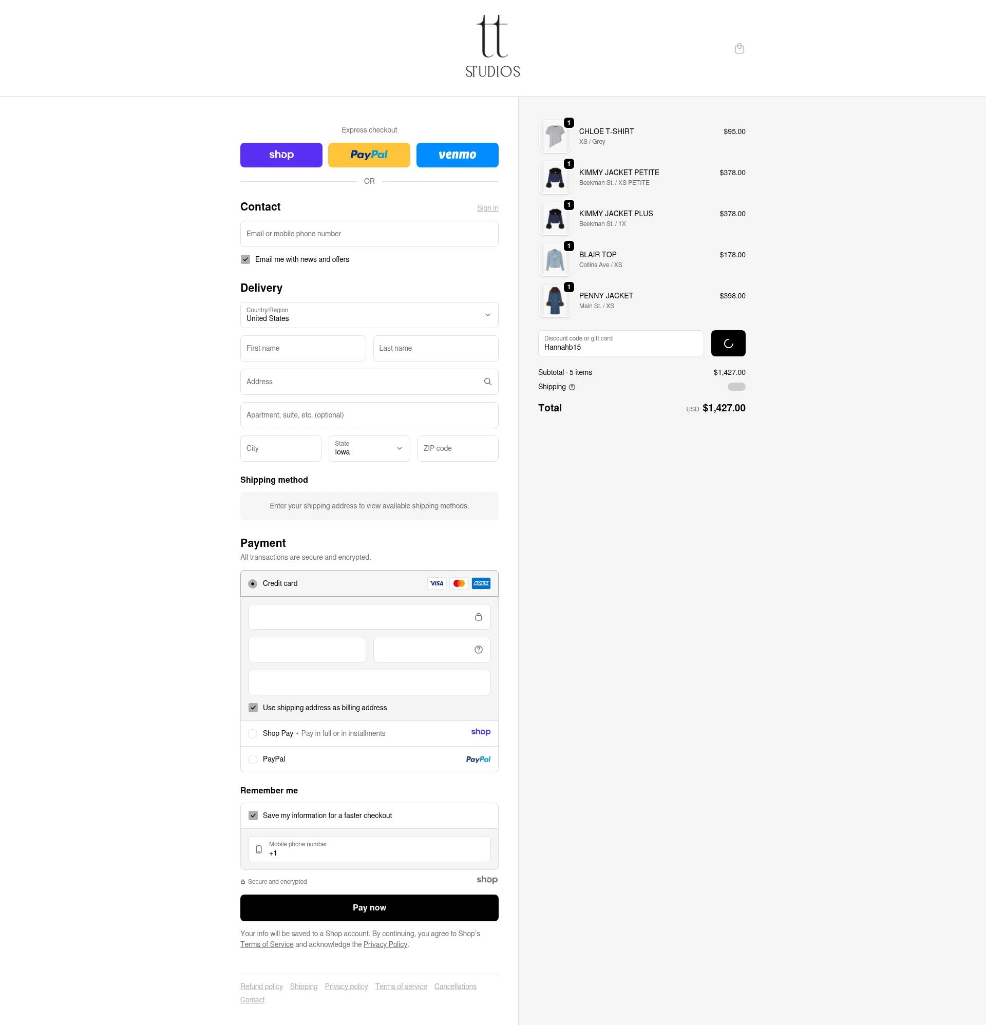 TT Studios checkout page showing TT Studios promo code box | Screenshot taken by SimplyCodes community member on Dec 28, 2025
