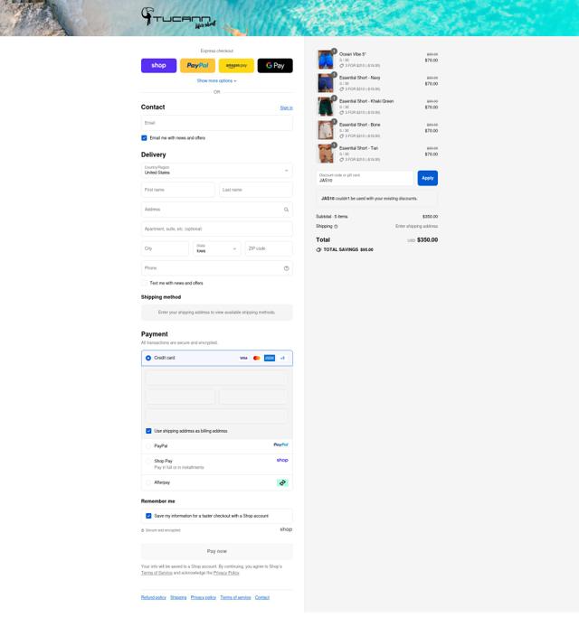 Tucann checkout page showing Tucann discount code box | Screenshot taken by SimplyCodes community member on Sep 11, 2025