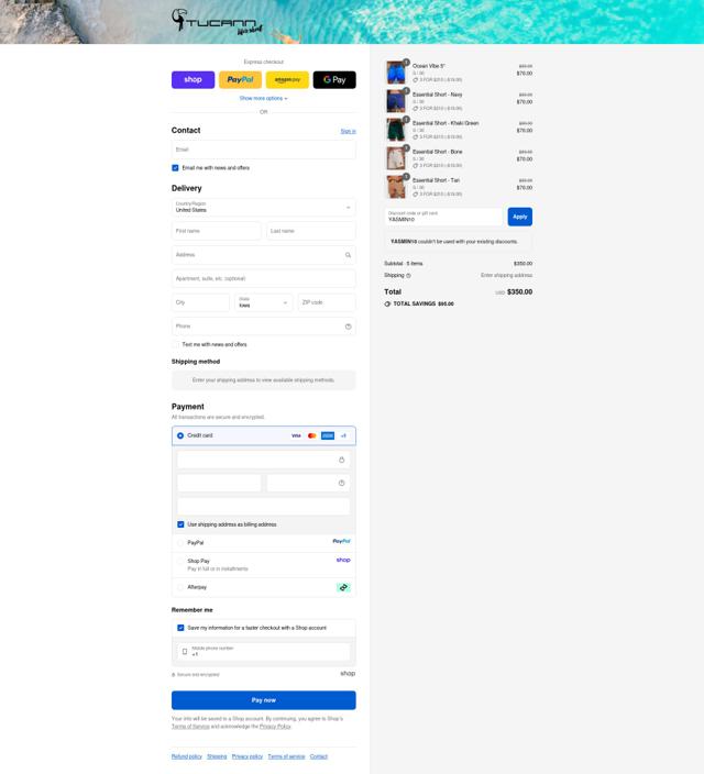 Tucann checkout page showing Tucann discount code box | Screenshot taken by SimplyCodes community member on Sep 11, 2025