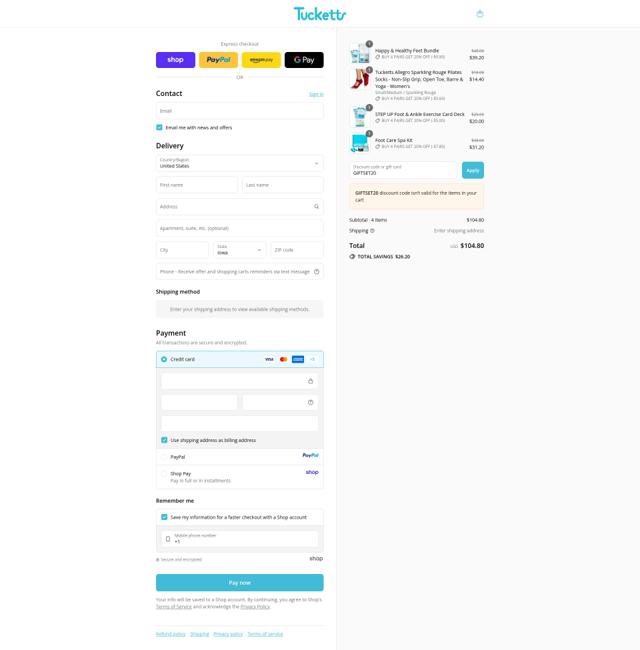Tucketts checkout page showing Tucketts discount code box | Screenshot taken by SimplyCodes community member on Sep 12, 2025