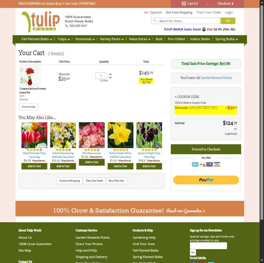 Tulip World checkout page showing Tulip World coupon code box | Screenshot taken by SimplyCodes community member on Nov 11, 2025
