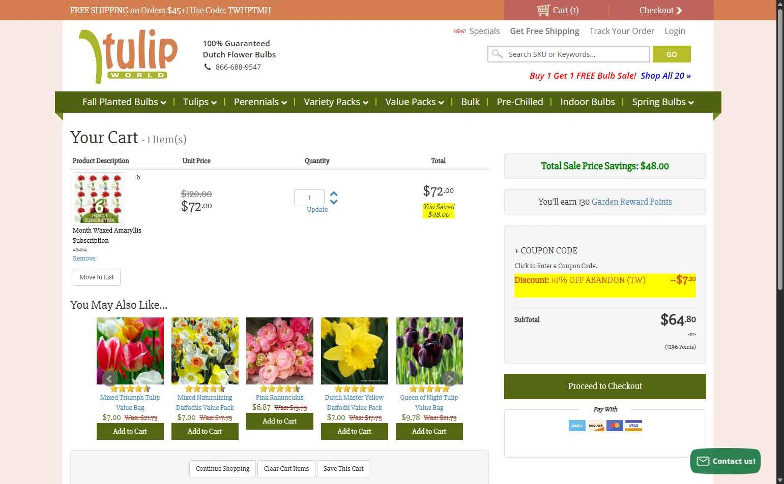 Tulip World checkout page showing Tulip World coupon code box | Screenshot taken by SimplyCodes community member on Sep 24, 2025