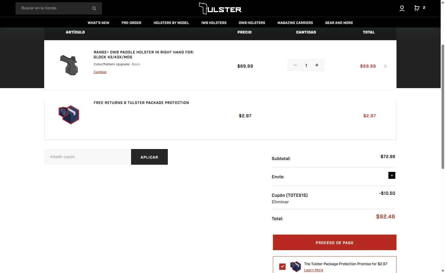 Tulster checkout page showing Tulster coupon code box | Screenshot taken by SimplyCodes community member on Feb 4, 2026