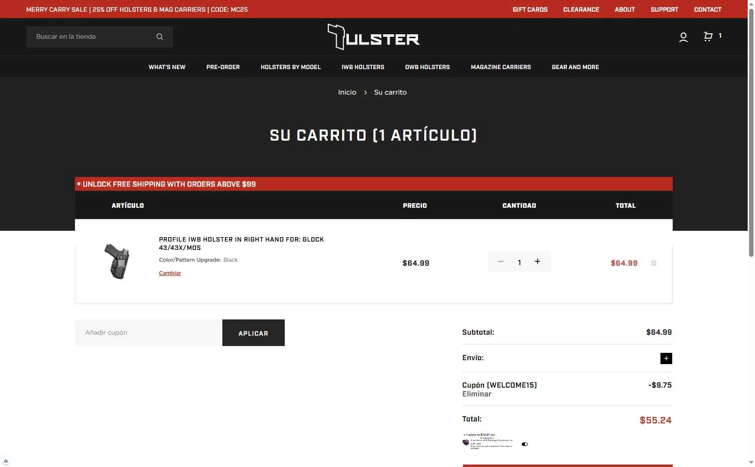 Tulster checkout page showing Tulster coupon code box | Screenshot taken by SimplyCodes community member on Dec 17, 2025