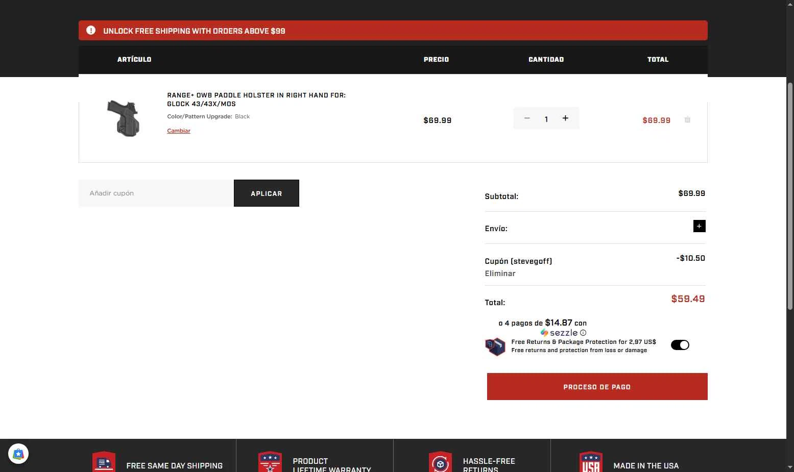 Tulster checkout page showing Tulster coupon code box | Screenshot taken by SimplyCodes community member on Dec 17, 2025