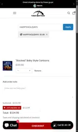 HAPPYHOLIDAYS coupon verification screenshot
