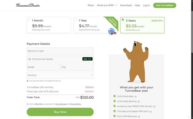 TunnelBear checkout page showing TunnelBear promo code box | Screenshot taken by SimplyCodes community member on Jun 19, 2025