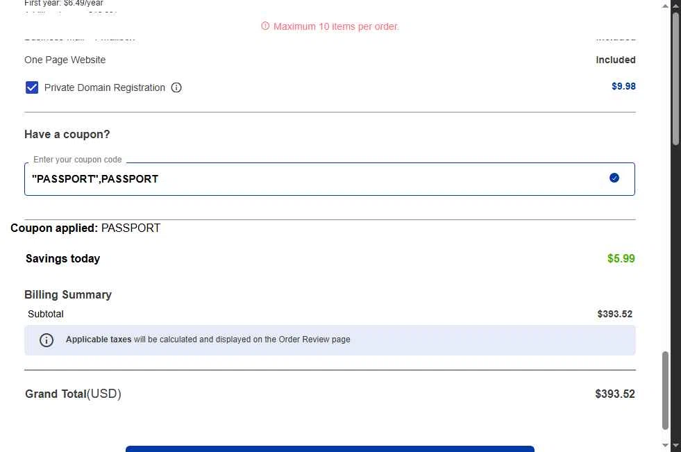 Turbify checkout page showing Turbify coupon code box | Screenshot taken by SimplyCodes community member on Oct 1, 2025