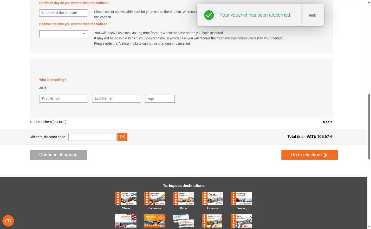 Turbopass checkout page showing Turbopass discount code box | Screenshot taken by SimplyCodes community member on Jul 23, 2025