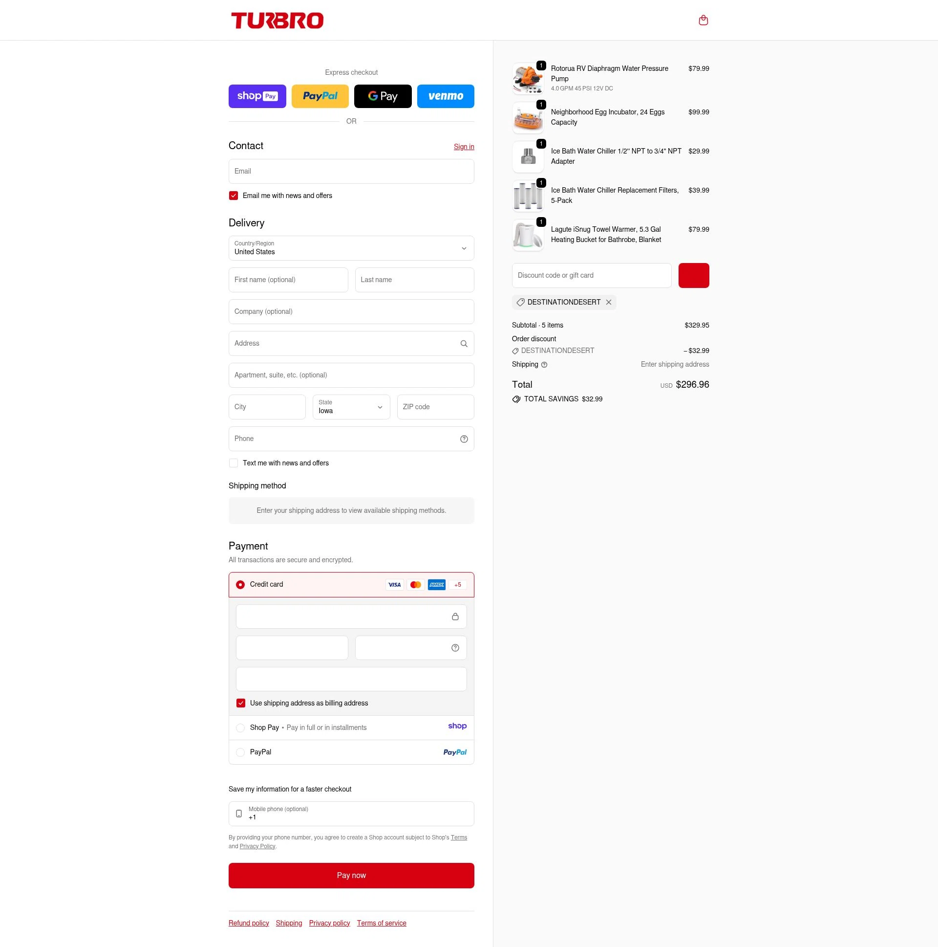 TURBRO checkout page showing TURBRO promo code box | Screenshot taken by SimplyCodes community member on Jan 7, 2026