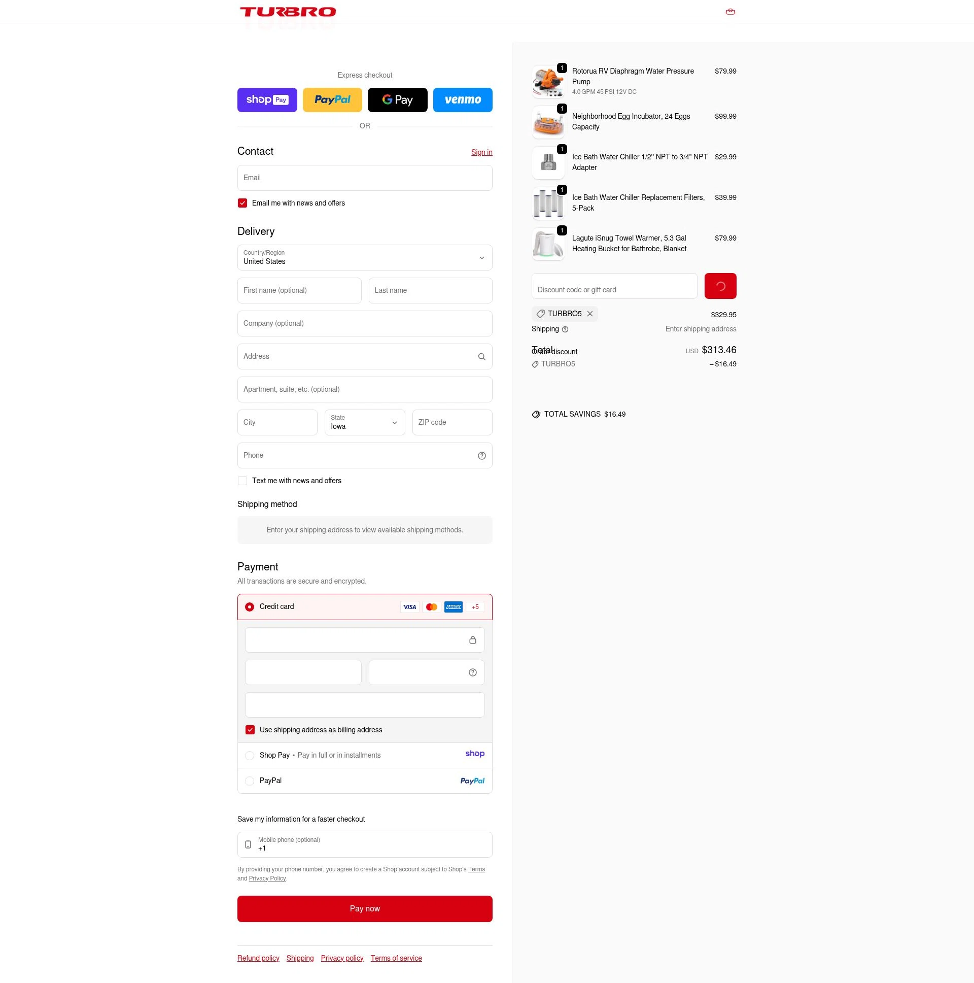 TURBRO checkout page showing TURBRO promo code box | Screenshot taken by SimplyCodes community member on Jan 7, 2026