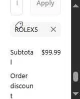 ROLEX5 coupon verification screenshot