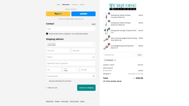 Turquoise Network checkout page showing Turquoise Network promo code box | Screenshot taken by SimplyCodes community member on Aug 17, 2025