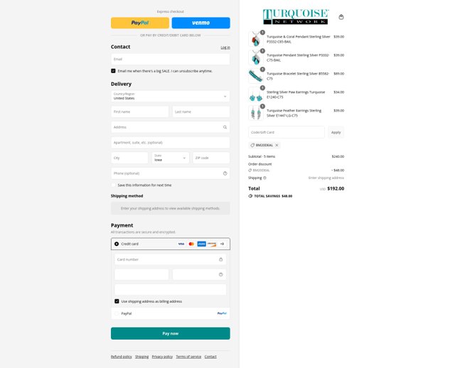 Turquoise Network checkout page showing Turquoise Network promo code box | Screenshot taken by SimplyCodes community member on Aug 22, 2025