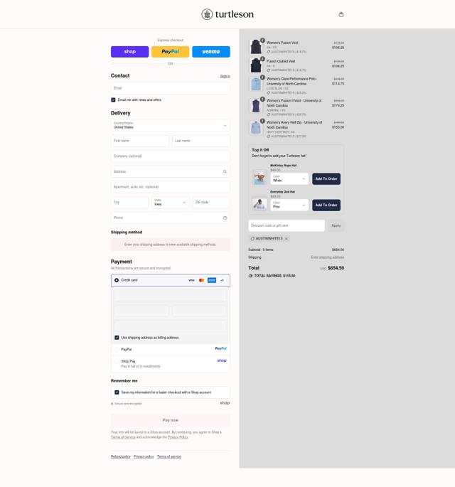 Turtleson checkout page showing Turtleson discount code box | Screenshot taken by SimplyCodes community member on Sep 11, 2025
