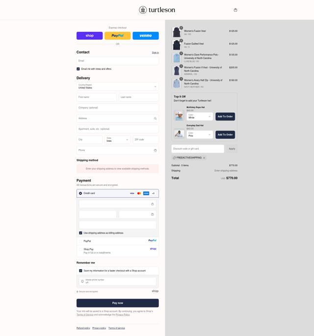 Turtleson checkout page showing Turtleson discount code box | Screenshot taken by SimplyCodes community member on Sep 11, 2025