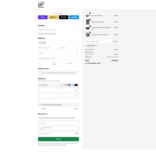Turtle Wax checkout page showing Turtle Wax discount code box | Screenshot taken by SimplyCodes community member on Sep 2, 2025