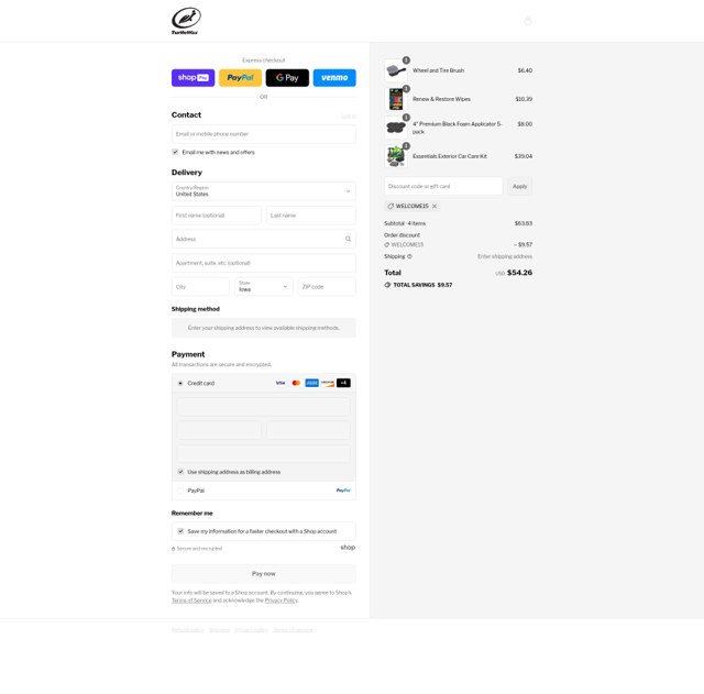 Turtle Wax checkout page showing Turtle Wax discount code box | Screenshot taken by SimplyCodes community member on Aug 24, 2025