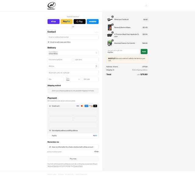 Turtle Wax checkout page showing Turtle Wax discount code box | Screenshot taken by SimplyCodes community member on Sep 2, 2025