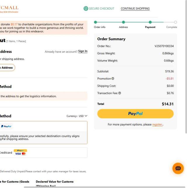 TVC Mall checkout page showing TVC Mall promo code box | Screenshot taken by SimplyCodes community member on Jul 1, 2025